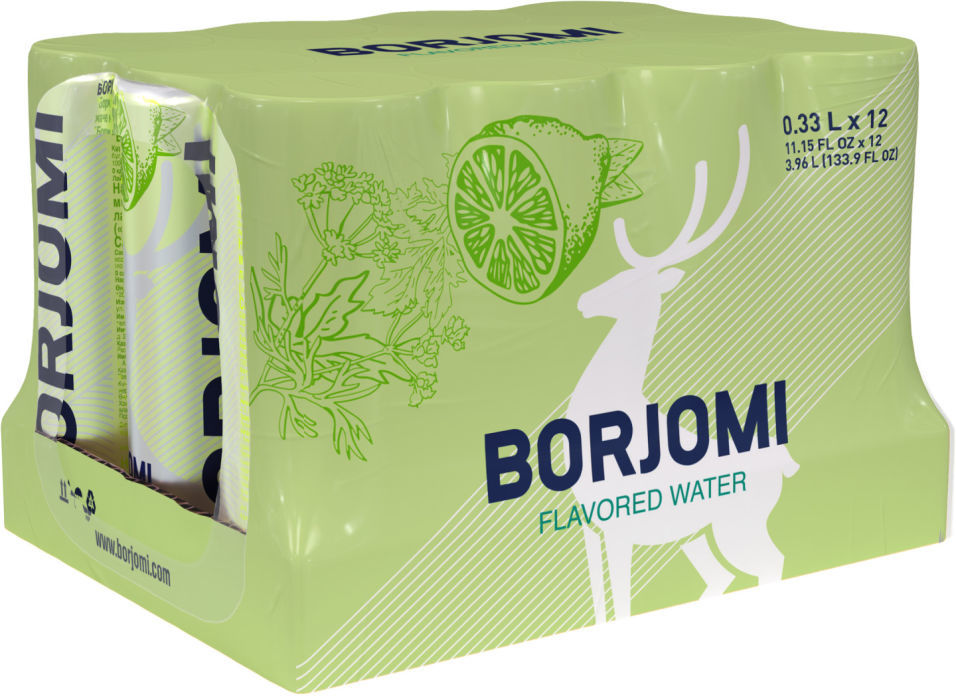 Напиток Borjomi Flavored Water Лайм-Кориандр без сахара 330мл (упаковка 3 шт.)