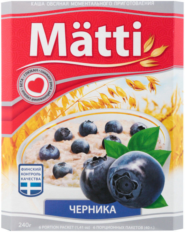 Каша Matti Овсяная Черника 6пак*40г