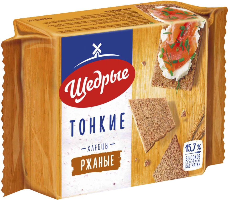 Хлебцы Щедрые Ржаные тонкие 170г