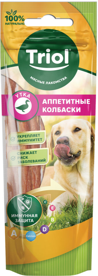 Лакомство для собак Triol Аппетитные колбаски из Утки 40г Лакомство для собак Triol Аппетитные колбаски из Утки 40г
