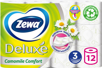 Туалетная бумага Zewa Deluxe Camomile Comfort 12 рулонов 3 слоя