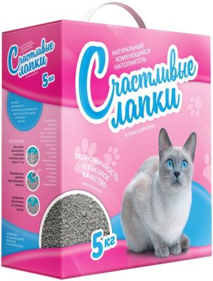 Наполнитель для кошачьего туалета Счастливые Лапки Эконом комкующийся 5кг