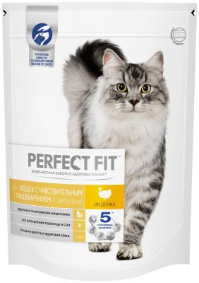 Сухой корм для кошек Perfect Fit Sensitive с индейкой 650г