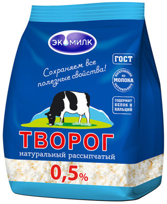 Творог Экомилк рассыпчатый обезжиренный 0% 350г