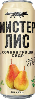 Сидр Mister Lis сочная груша 4.5% 0.43л