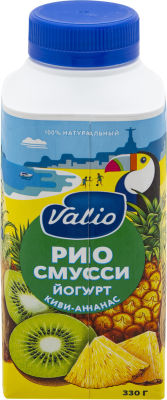 Йогурт питьевой Valio Рио смусси с киви и ананасом 1.9% 330г