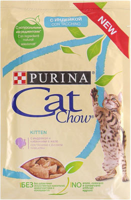 Корм для котят Cat Chow с индейкой и кабачками в желе 85г