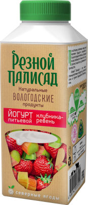 Йогурт питьевой Резной Палисад с клубникой и ревенем 2.5% 330г